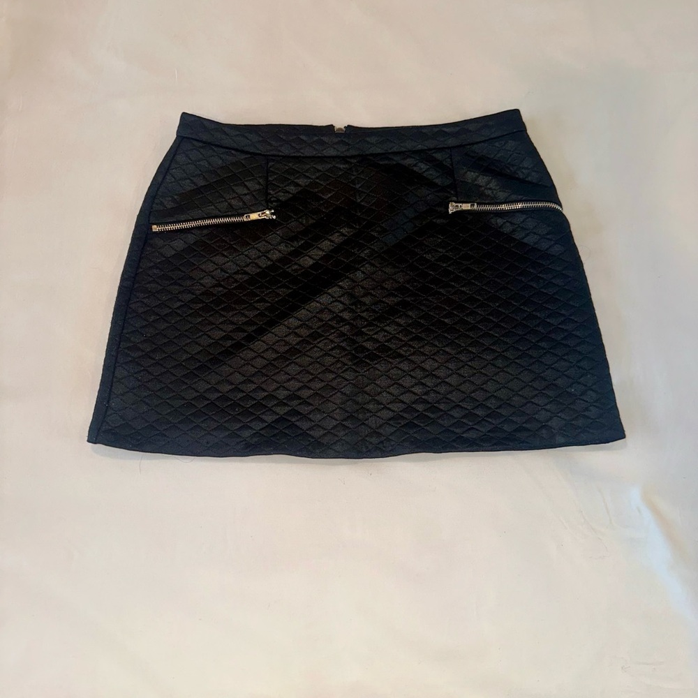 AQUA Quilted Black Mini Skirt